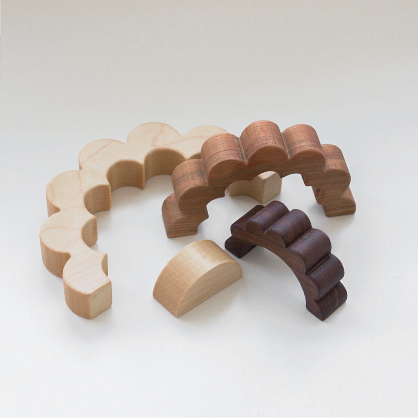 Natural Three-Tone Rounded Flower Stacker (4 piece set)